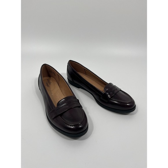 dexflex comfort Shoes - Women Slip On Penny Loafers 10 Burgundy Chic Minimalist Office Capsule Old Money